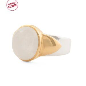 SHAANTI JEWELS  India Sterling Silver Two Tone Rainbow Moonstone Ring